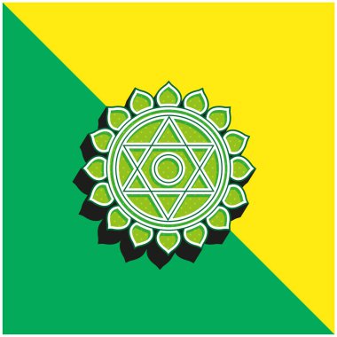 Anahata Yeşil ve Sarı 3D vektör simgesi logosu