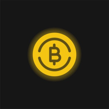 Bitcoinler sarı parlayan neon simgesi
