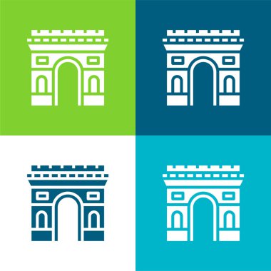 Ark De Triomphe Düz 4 renk simgesi seti