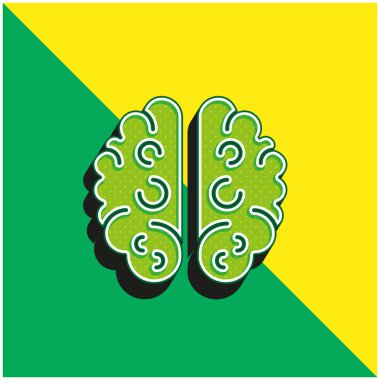 Beyin Yeşili ve Sarı Modern 3D vektör simgesi logosu