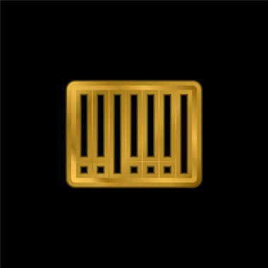 Barkod altın kaplama metalik simge veya logo vektörü