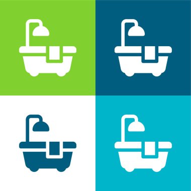 Küvet Düz 4 renk simgesi seti