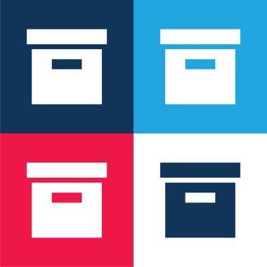 Box blue and red four color minimal icon set clipart