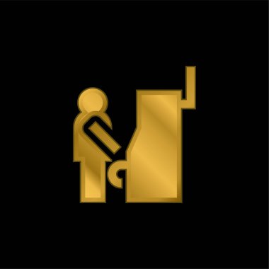 ATM altın kaplama metalik simge veya logo vektörü