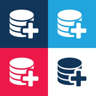 Veritabanı mavi ve kırmızı dört renk minimal simgesi ekle