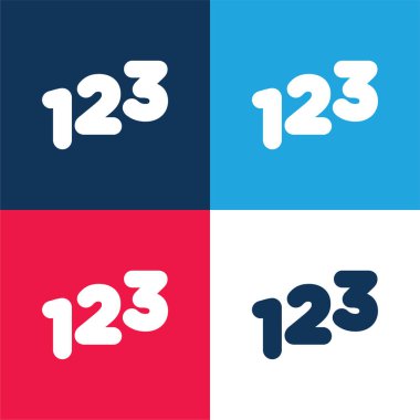 123 Numara mavi ve kırmızı dört renk en az simge kümesi