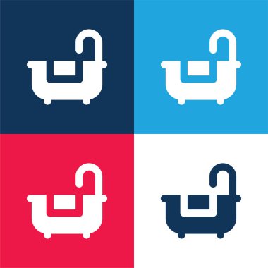 Küvet mavisi ve kırmızı dört renk minimal simge kümesi