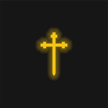 Aaronic Order Church yellow glowing neon icon clipart