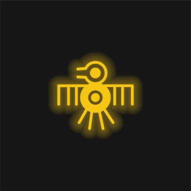 İnce çizgilerin Eski Kuş Tasarımı Sarı parlak neon simgesi
