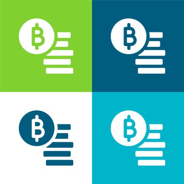 Bitcoin Düz 4 renk minimal simge kümesi