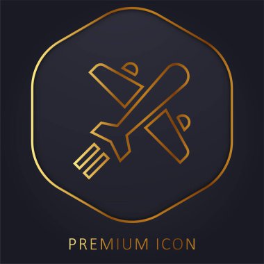 Uçak altın çizgisi prim logosu veya simgesi