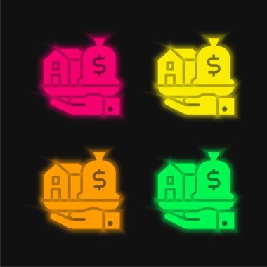 Asset four color glowing neon vector icon clipart