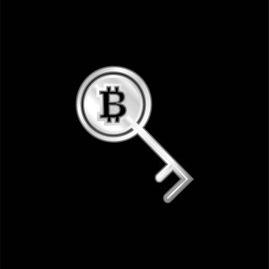 Bitcoin Anahtarı veya Parola Sembolü gümüş kaplama metalik simge
