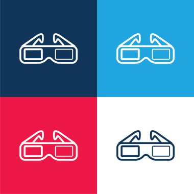 3d Gözlük Sinema için mavi ve kırmızı en az dört renk simgesi