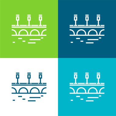 Köprü Düz 4 renk minimal simgesi seti