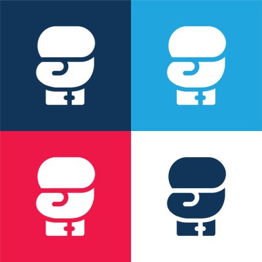 Boks mavi ve kırmızı dört renk minimal simge kümesi