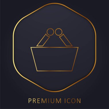 Sepet altın çizgi prim logosu veya simgesi