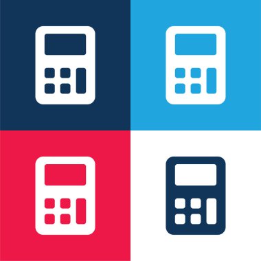 Big Calculator blue and red four color minimal icon set clipart