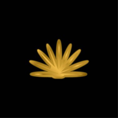 Meksika 'nın altın kaplamalı metal ikonu veya logo vektörünün Agave Bitkisi Silueti