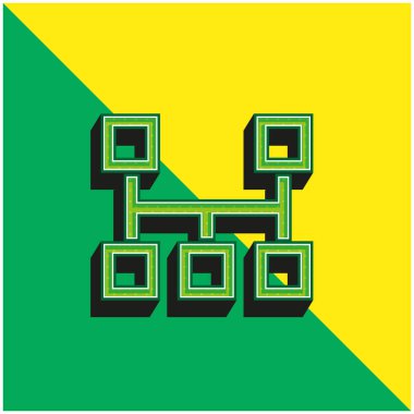 Bloklar Yeşil ve Sarı 3D vektör simgesi logosu