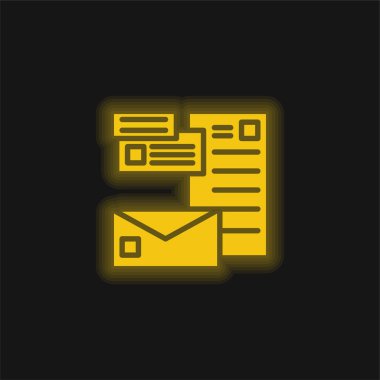 Damgalanan sarı parlak neon simgesi