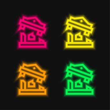 Dört renk parlayan neon vektör simgesini kaydet