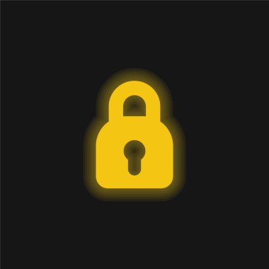 Siyah kilitli sarı parlak neon simgesi