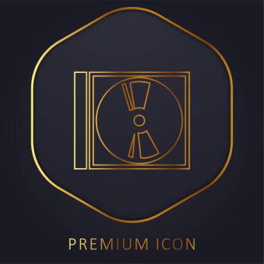 Audio Disc With Case golden line premium logo or icon clipart