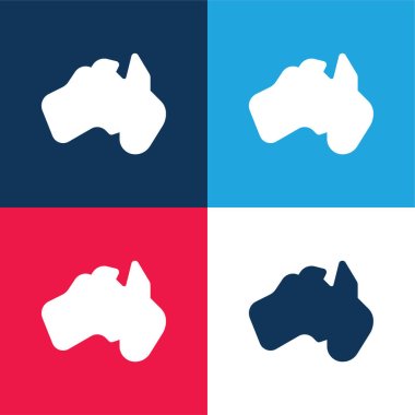 Australia blue and red four color minimal icon set clipart