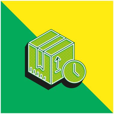 Kutu Yeşil ve Sarı Modern 3D vektör simgesi logosu