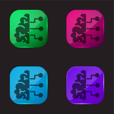 Al dört renkli cam düğme simgesi