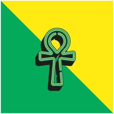 Ankh Green and yellow modern 3d vector icon logo clipart