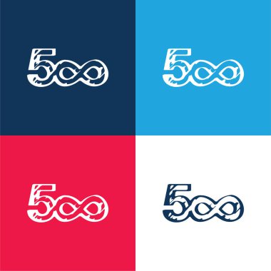 Sonsuz Sembol mavi ve kırmızı dört renk simgesine sahip çizilmiş 500 Sosyal Logo