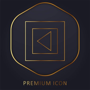 Back Arrow Triangle In Gross Square Button golden line premium logo or icon clipart