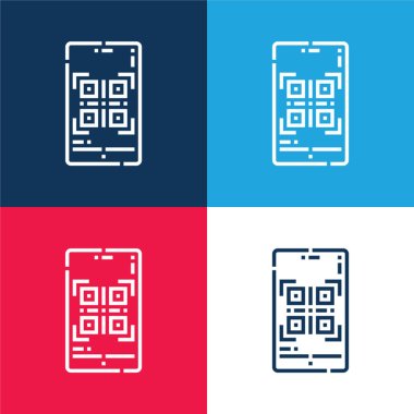 Barcode blue and red four color minimal icon set clipart