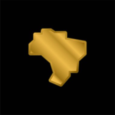 Brezilya altın kaplama metalik simge veya logo vektörü