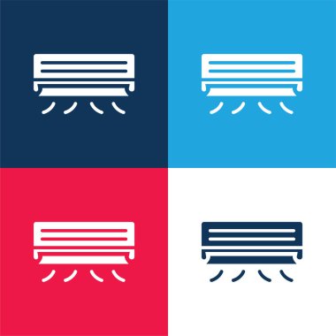 Klima mavi ve kırmızı dört renk minimal simgesi seti