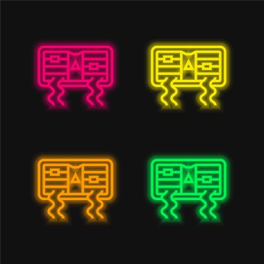 Klima Dört renk parlayan neon vektör simgesi