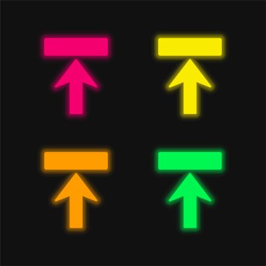 Dikdörtgen Şekli için yukarı ok Dört renk parlayan neon vektör simgesi