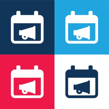 Reklam mavi ve kırmızı dört renk minimal simgesi seti