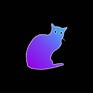 Siyah Kedi mavi gradyan vektör simgesi
