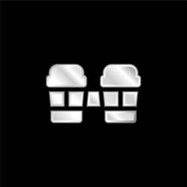 Bongos silver plated metallic icon clipart