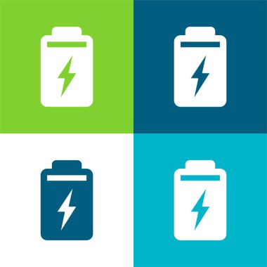Battery Flat four color minimal icon set clipart