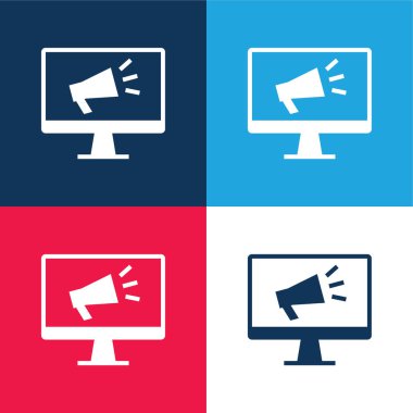 Reklam mavi ve kırmızı dört renk minimal simgesi seti