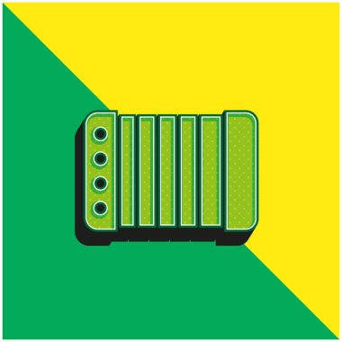 Akordeon Yeşil ve Sarı Modern 3D vektör simgesi logosu