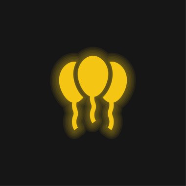 Balonlar sarı parlayan neon simgesi