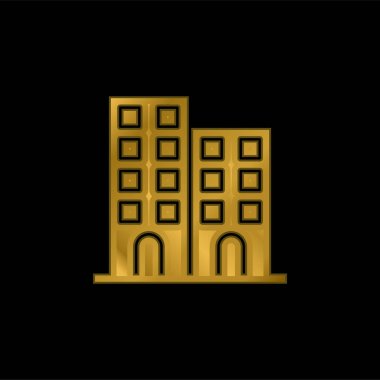Architectonic gold plated metalic icon or logo vector clipart