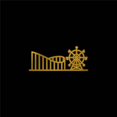 Amusement Park gold plated metalic icon or logo vector clipart