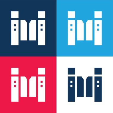 Bariyer mavi ve kırmızı dört renk minimal simge kümesi