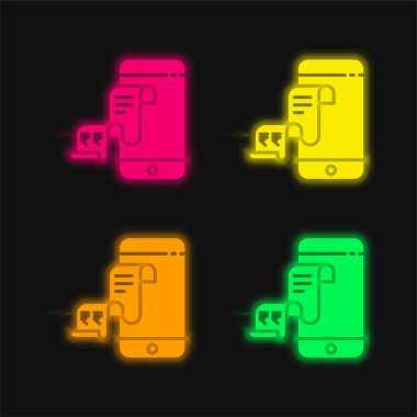 Dört renkli parlak neon vektör simgesi